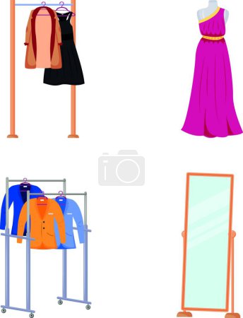Ilustración de "Luxury boutique flat color vector object set" - Imagen libre de derechos