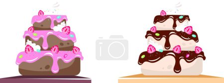 Ilustración de "Cake flat color vector objects set" - Imagen libre de derechos