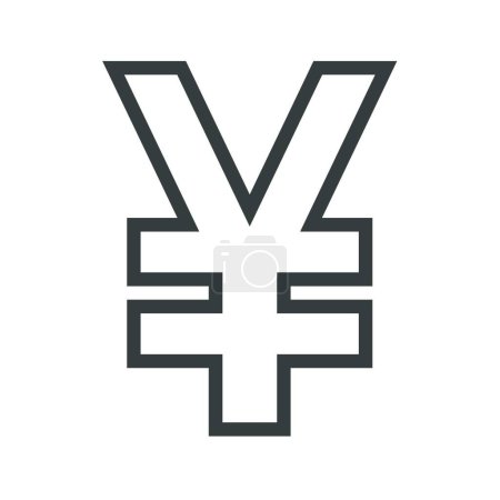 Téléchargez les illustrations : "Yen mince ligne vectorielle icône" - en licence libre de droit