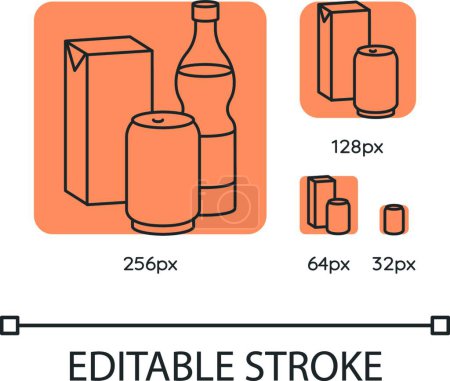 Illustration for "Beverage orange linear icons set" - Royalty Free Image