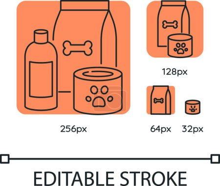 Illustration for "Pet care orange linear icons set" - Royalty Free Image