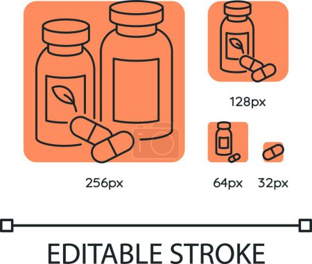Ilustración de "Pharmacy orange linear icons set" - Imagen libre de derechos
