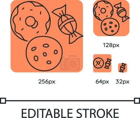 Ilustración de "Cookie and candy orange linear icons set" - Imagen libre de derechos