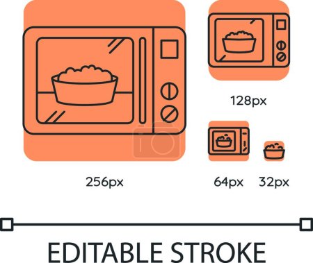 Illustration for "Ready meal orange linear icons set" - Royalty Free Image
