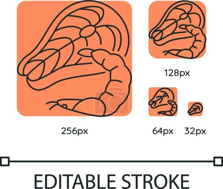 Ilustración de "Seafood orange linear icons set" - Imagen libre de derechos