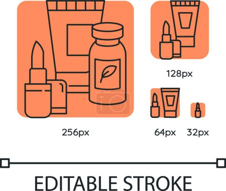 Ilustración de "Health and beauty orange linear icons set" - Imagen libre de derechos