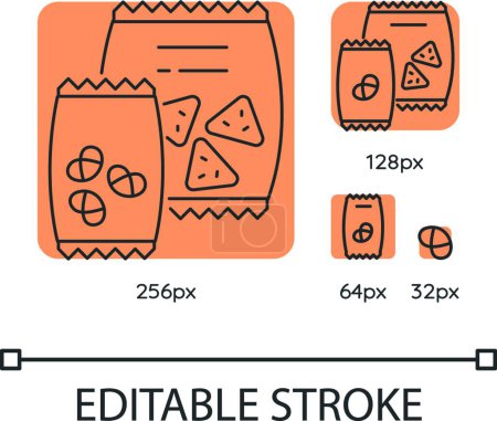 Illustration for "Snacks orange linear icons set" - Royalty Free Image
