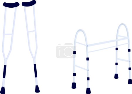 Téléchargez les illustrations : "Disabled people equipment flat color vector objects set" - en licence libre de droit