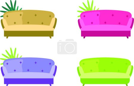 Illustration for "Sofa flat color vector objects set" - Royalty Free Image