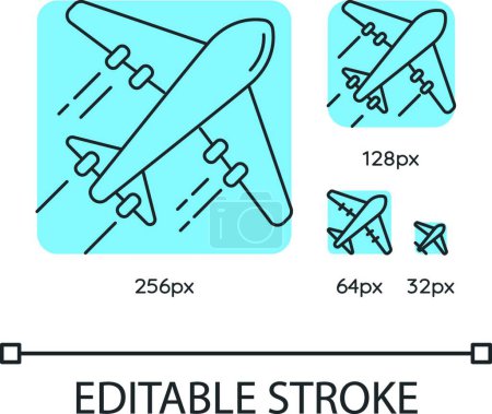 Illustration for "Airplane blue linear icons set" - Royalty Free Image