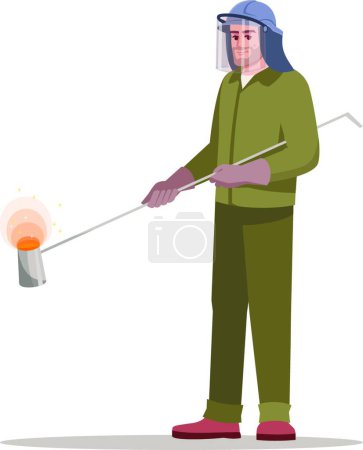Illustration for "Metallurgy factory worker semi flat RGB color vector illustration" - Royalty Free Image