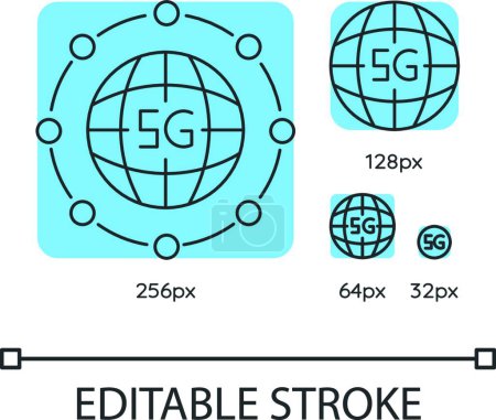 Illustration for "5g worldwide availability blue linear icons set" - Royalty Free Image