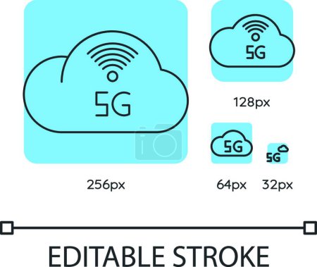 Illustration for "5G cloud service blue linear icons set" - Royalty Free Image
