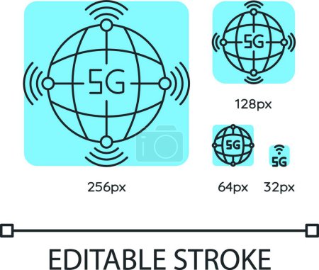 Ilustración de "5G wireless technology blue linear icons set" - Imagen libre de derechos
