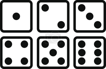 Illustration for "Set of Dice line icon on white background. Six dice vector illustration." - Royalty Free Image