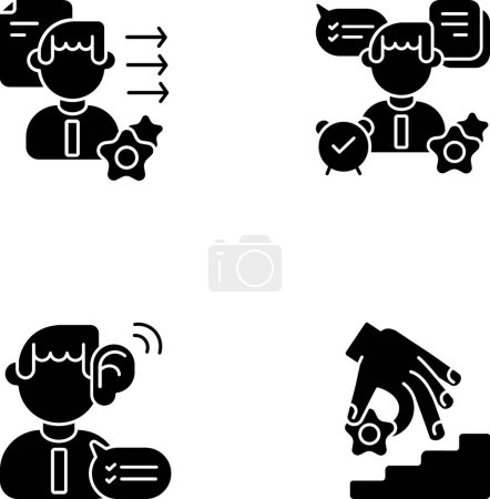 Illustration for "Professional skills development black glyph icons set on white space" - Royalty Free Image