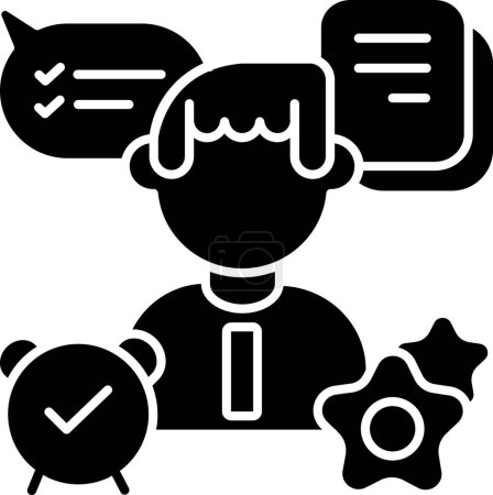 Téléchargez les illustrations : "Organizational skills black glyph icon" - en licence libre de droit