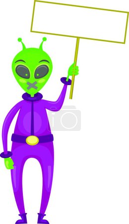 Illustration for Green alien illustration. ufo concept - Royalty Free Image