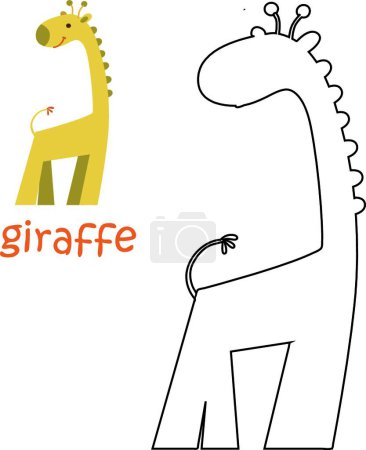 Ilustración de Página para colorear para niños - icono de la jirafa, ilustración simple web - Imagen libre de derechos