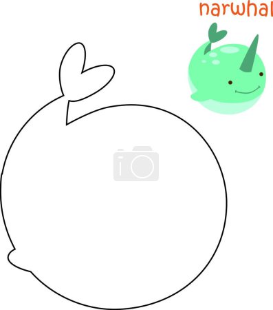 Ilustración de Página para colorear para niños - icono de narval, ilustración simple web - Imagen libre de derechos