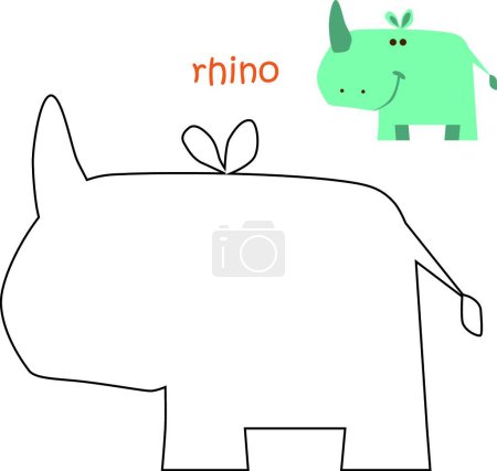 Ilustración de Página para colorear para niños - icono de rinoceronte, ilustración simple web - Imagen libre de derechos
