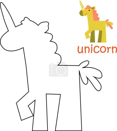 Ilustración de Página para colorear para niños - icono de unicornio, ilustración simple web - Imagen libre de derechos