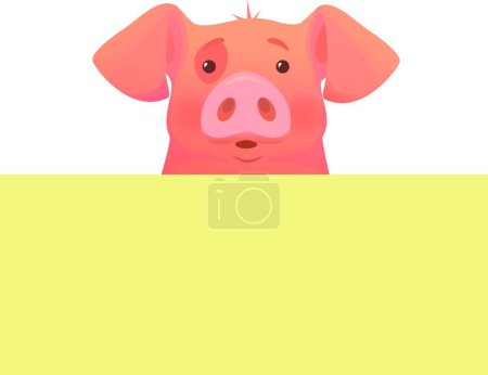 Illustration for Pig holding banner, vector illustration simple design - Royalty Free Image