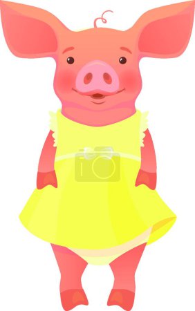 Téléchargez les illustrations : Cochon en robe illustration vectorielle - en licence libre de droit