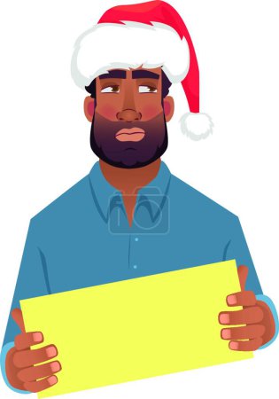 Téléchargez les illustrations : "African man in hat holding blank card" - en licence libre de droit