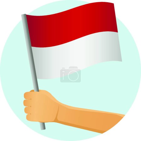 Illustration for Indonesia flag in hand vector illustration - Royalty Free Image