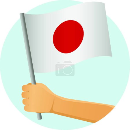 Illustration for Japan flag in hand vector illustration - Royalty Free Image