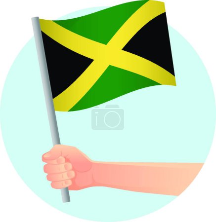 Illustration for Jamaica flag in hand vector illustration - Royalty Free Image