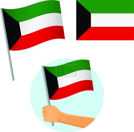 Ilustración de Banderas de Kuwait conjunto vector ilustración - Imagen libre de derechos