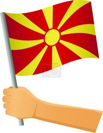 Téléchargez les illustrations : Drapeau de Macédoine à la main illustration vectorielle - en licence libre de droit