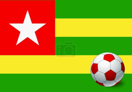Téléchargez les illustrations : Drapeau togolais et ballon de football, illustration vectorielle design simple - en licence libre de droit