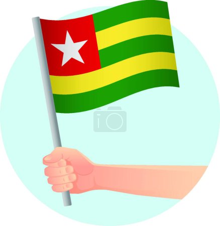 Illustration for Togo flag in hand vector illustration - Royalty Free Image