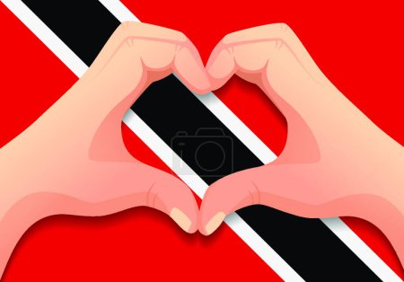 Illustration for "Trinidad and Tobago flag and hand heart shape" - Royalty Free Image