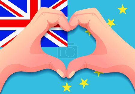 Illustration for "Tuvalu flag and hand heart shape" - Royalty Free Image