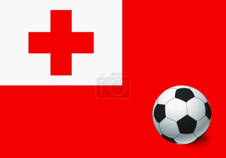 Ilustración de Tonga bandera y pelota de fútbol, vector ilustración diseño simple - Imagen libre de derechos