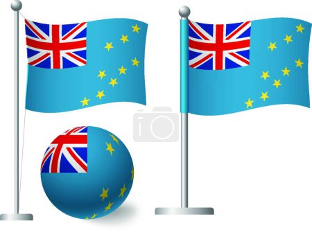 Illustration for Tuvalu flag on pole and ball icon, vector illustration simple design - Royalty Free Image