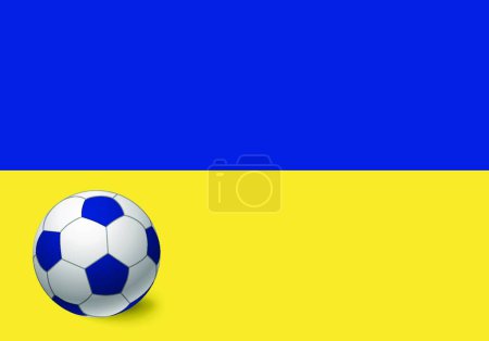 Ilustración de Bandera de Ucrania y el icono de la pelota de fútbol, vector ilustración diseño simple - Imagen libre de derechos