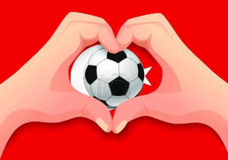 Illustration for "Turkey soccer ball and hand heart shape" - Royalty Free Image