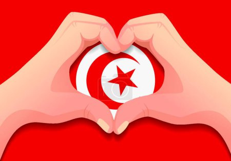 Ilustración de "Bandera de Túnez y forma de corazón mano
" - Imagen libre de derechos