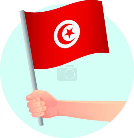 Téléchargez les illustrations : Drapeau Tunisie en illustration vectorielle à la main - en licence libre de droit