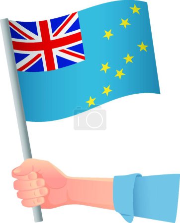 Illustration for Tuvalu flag in hand vector illustration - Royalty Free Image