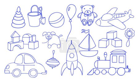 Illustration for Outline toys, simple vector illustration - Royalty Free Image