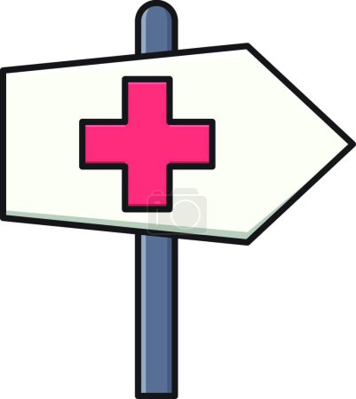Téléchargez les illustrations : Illustration vectorielle d'icône de guidepost d'hôpital - en licence libre de droit