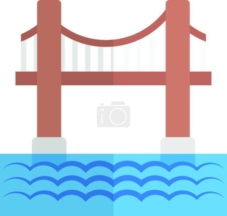 Téléchargez les illustrations : "pont porte dorée "icône plate, illustration vectorielle - en licence libre de droit