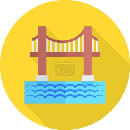 Téléchargez les illustrations : "pont porte dorée "icône plate, illustration vectorielle - en licence libre de droit