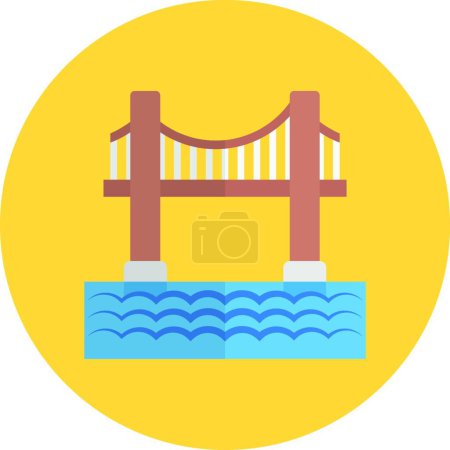 Téléchargez les illustrations : Pont porte dorée, icône vectorielle simple - en licence libre de droit